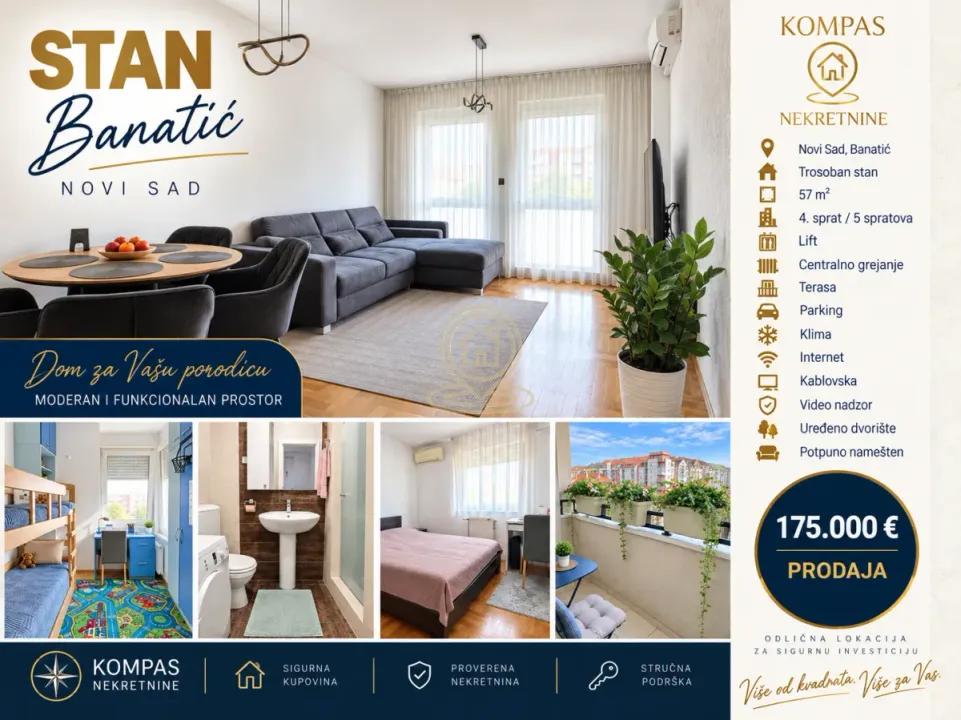 Prodaja, trosoban stan, 57m², Centar, Novi Sad