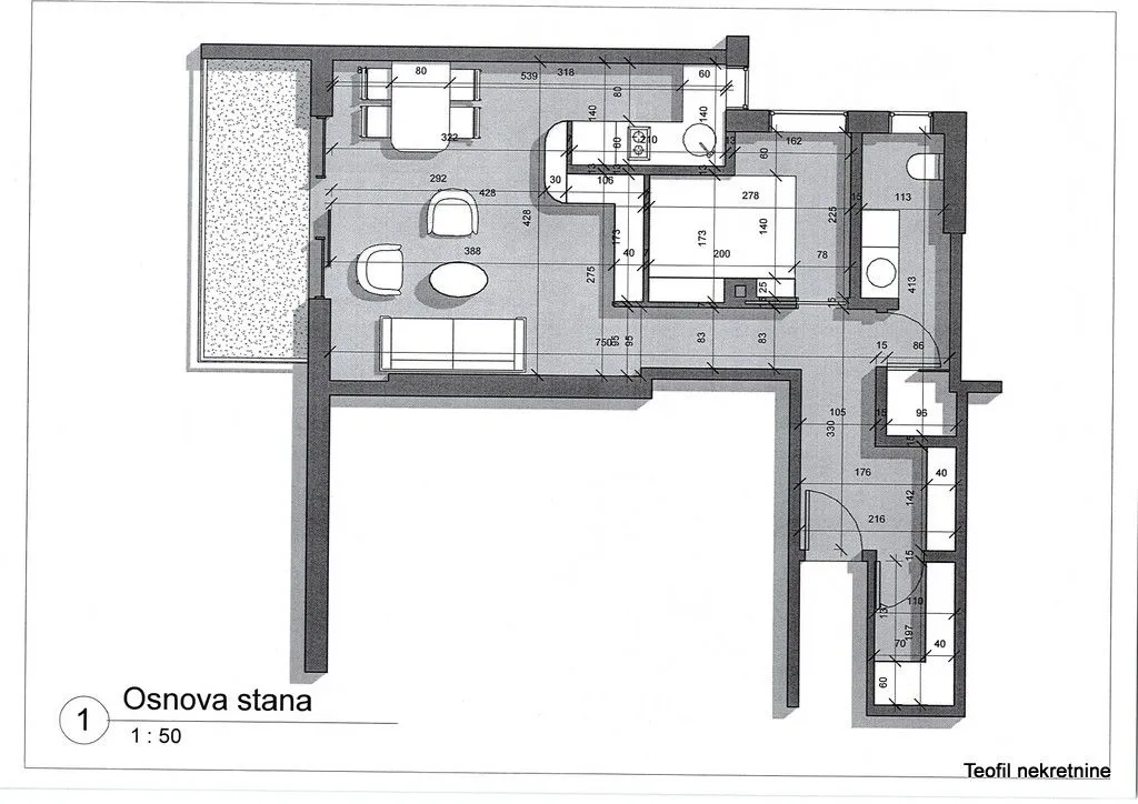 Sale, two bedroom apartment, 43m², Stari Grad, Beograd