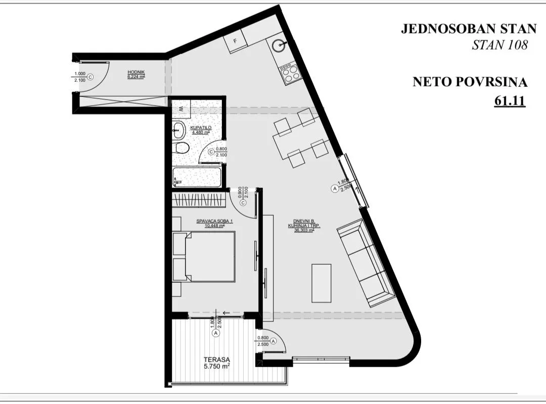 Prodaja, jednosoban stan, 61m², Centar, Ulcinj