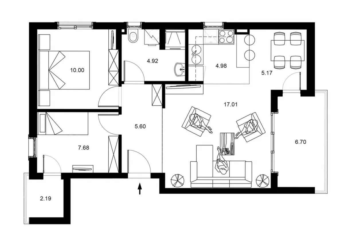 Sale, two bedroom apartment, 63m², Bečići, Budva