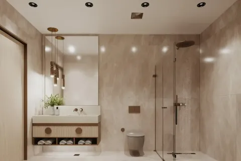 Moderne kupatilo sa tuš kabinom, umivaonikom i ugradnom wc šoljom. - image 8