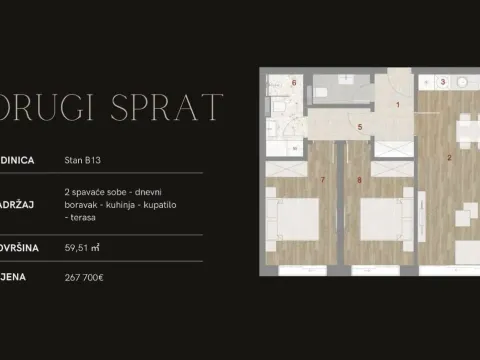 Sale, two bedroom apartment, 59m², Muo, Kotor - image 2