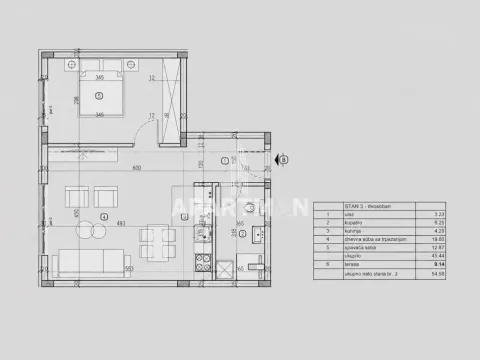 Sale, one bedroom apartment, 55m², Lekino Brdo, Voždovac Sve Podlokacije - image 3