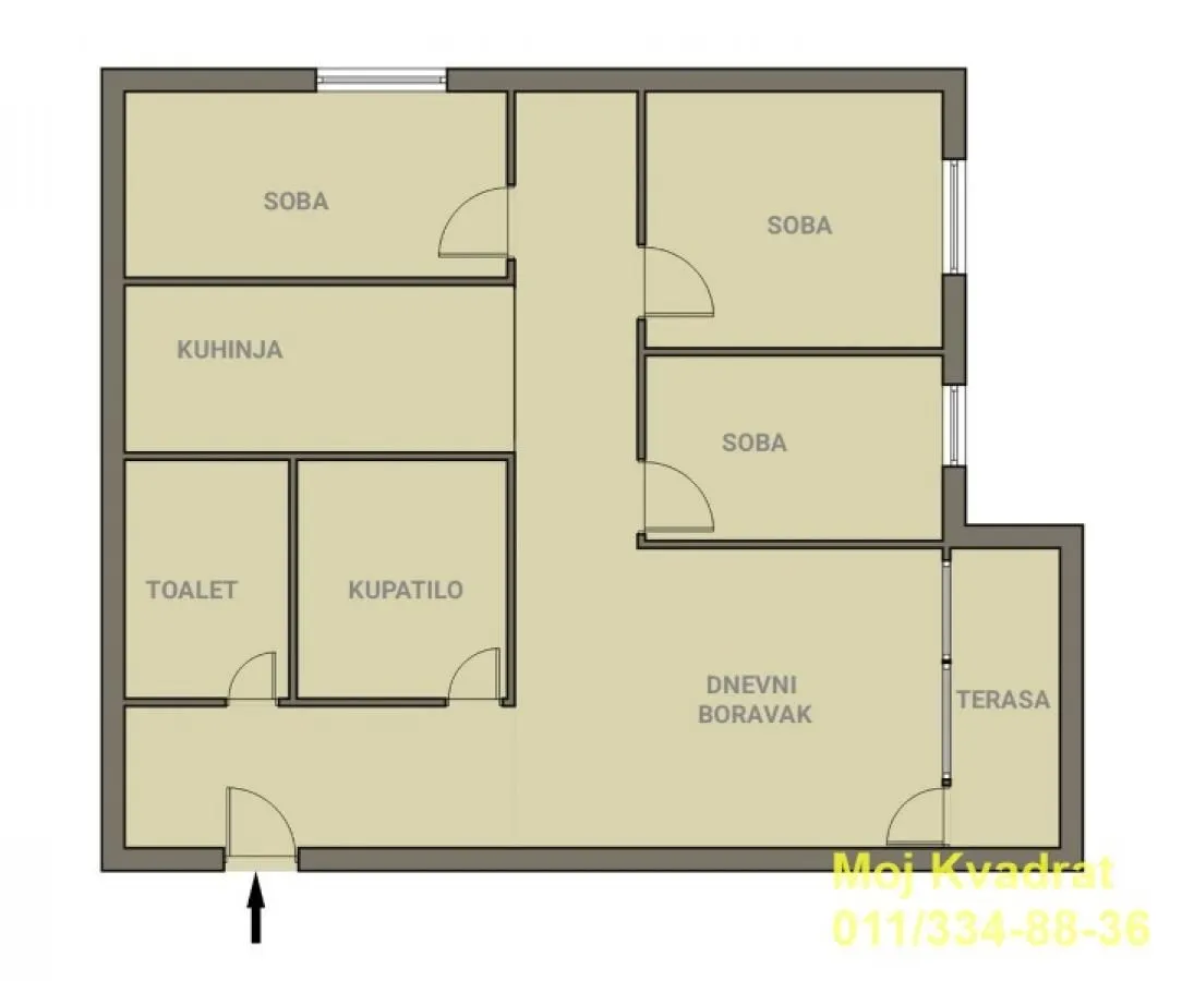 Prodaja, trosoban stan, 74m², Karaburma, Palilula Sve Podlokacije
