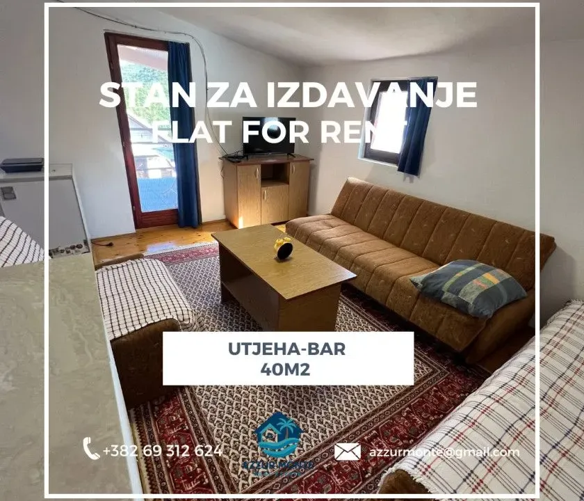 Izdavanje, stan, 40m², Utjeha, Bar
