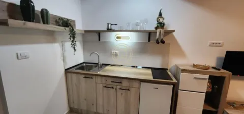 Manja opremljena kuhinja sa drvenim elementima i sudoperom. - image 6