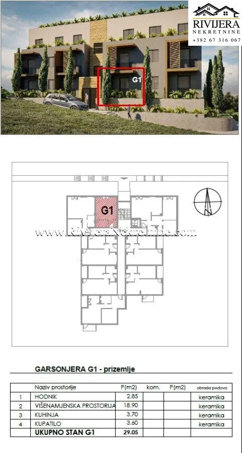 Sale, apartment, 42m², Dobrota, Kotor