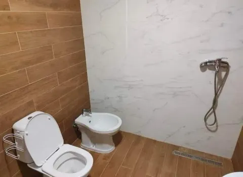 Modernly equipped bathroom with a shower, toilet, and bidet. - image 13
