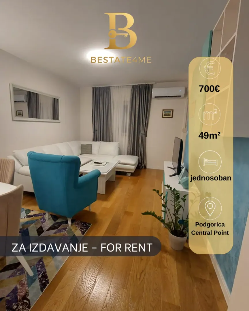 Rent, one bedroom apartment, 49m², Central Point, Podgorica
