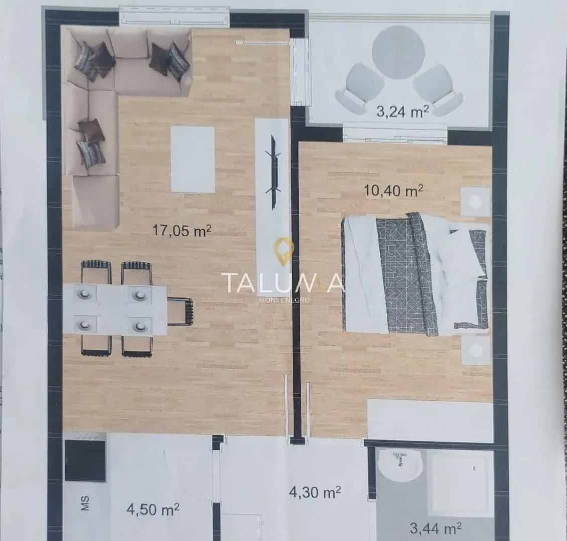 Prodaja, jednosoban stan, 43m², Stari Aerodrom, Podgorica