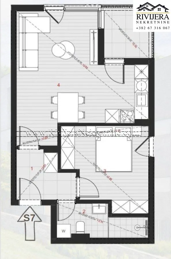 Prodaja, jednosoban stan, 51m², Dobrota, Kotor
