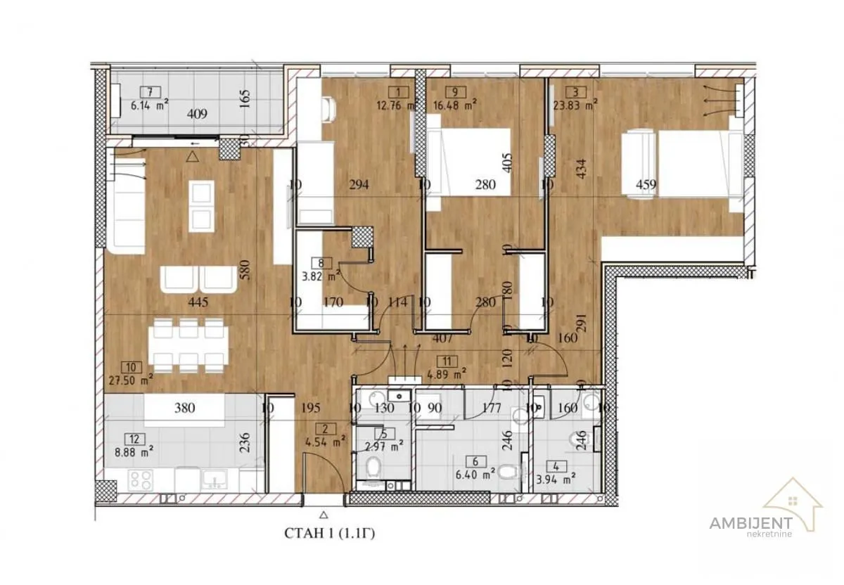 Sale, three bedroom apartment, 76m², Tošin bunar, Novi Beograd Sve Podlokacije