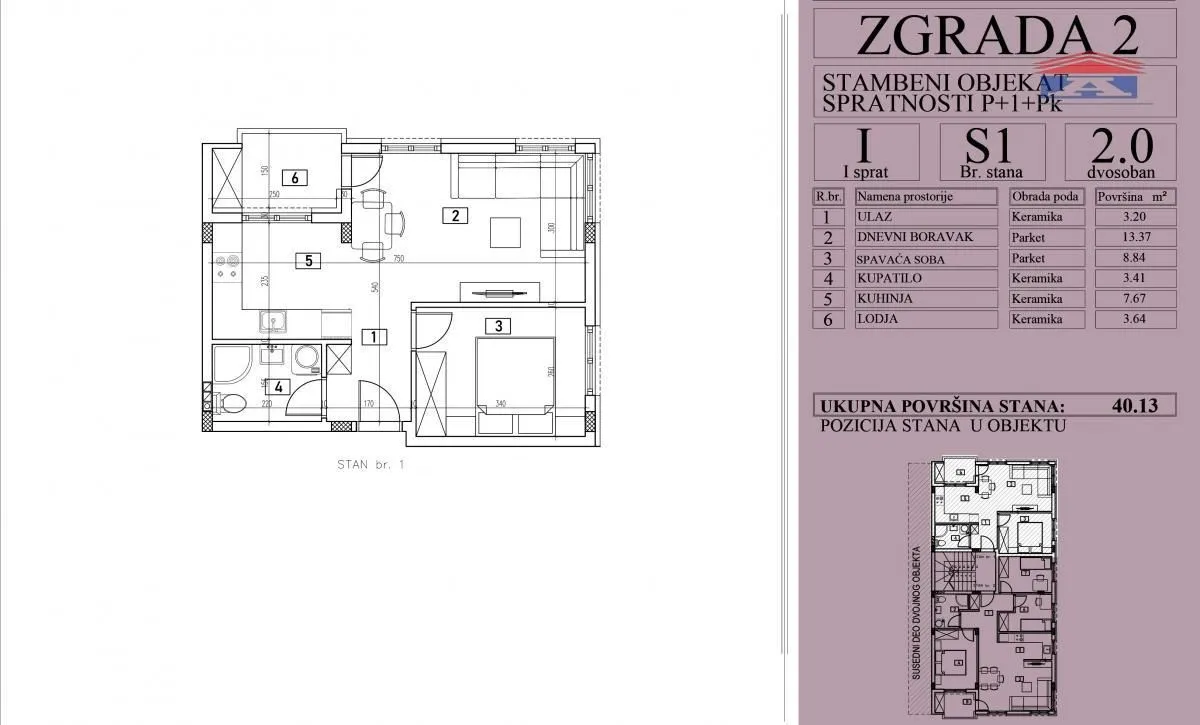 Prodaja, dvosoban stan, 40m², Adice, Novi Sad Sve Podlokacije