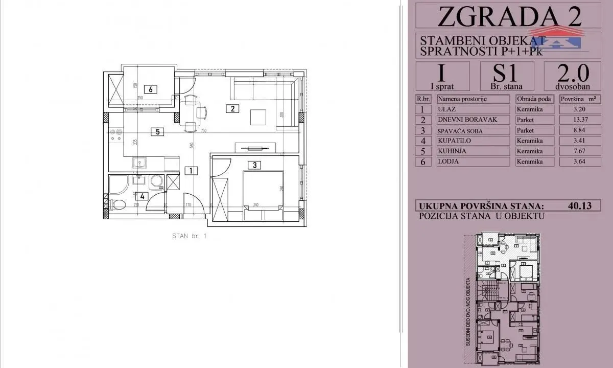 Prodaja, dvosoban stan, 40m², Adice, Novi Sad Sve Podlokacije