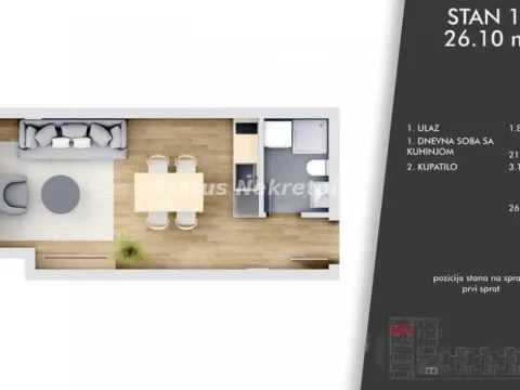 Prodaja, garsonjera, 26m2, Centar, Novi Sad