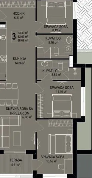 Sale, one bedroom apartment, 53m², Bečići, Budva