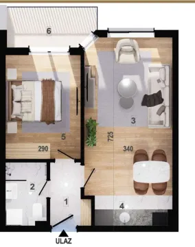 Sale, one bedroom apartment, 47m², Zagorič, Podgorica - image 3
