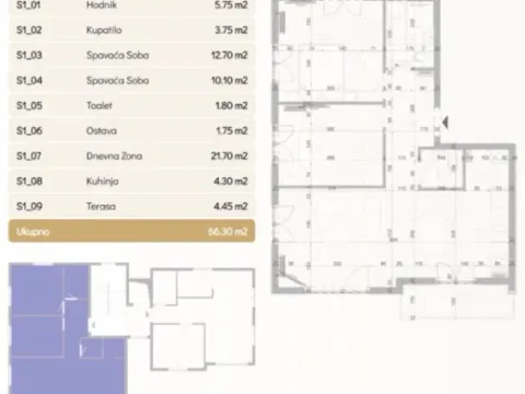 Prodaja, dvosoban stan, 66m², Zabjelo, Podgorica - image 2