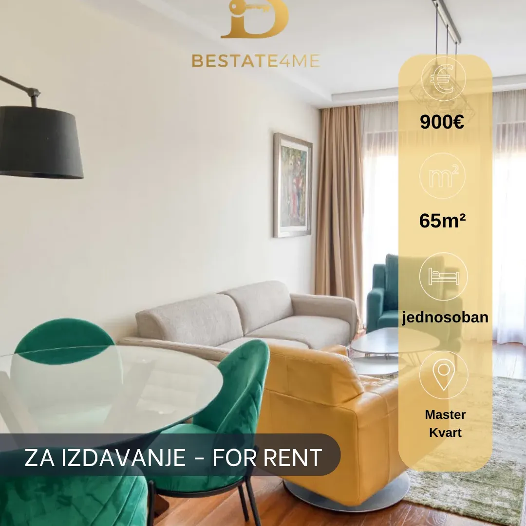 Rent, two bedroom apartment, 65m², Master Kvart, Podgorica