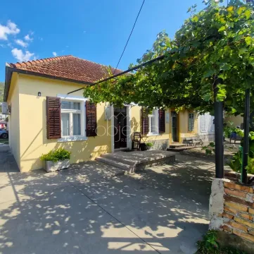 Pogled na fasadu tradicionalne kuće sa dvorištem i sjenicom od vinove loze. - image 5