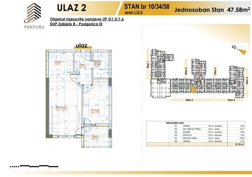 Prodaja, jednosoban stan, 47m², Zabjelo, Podgorica