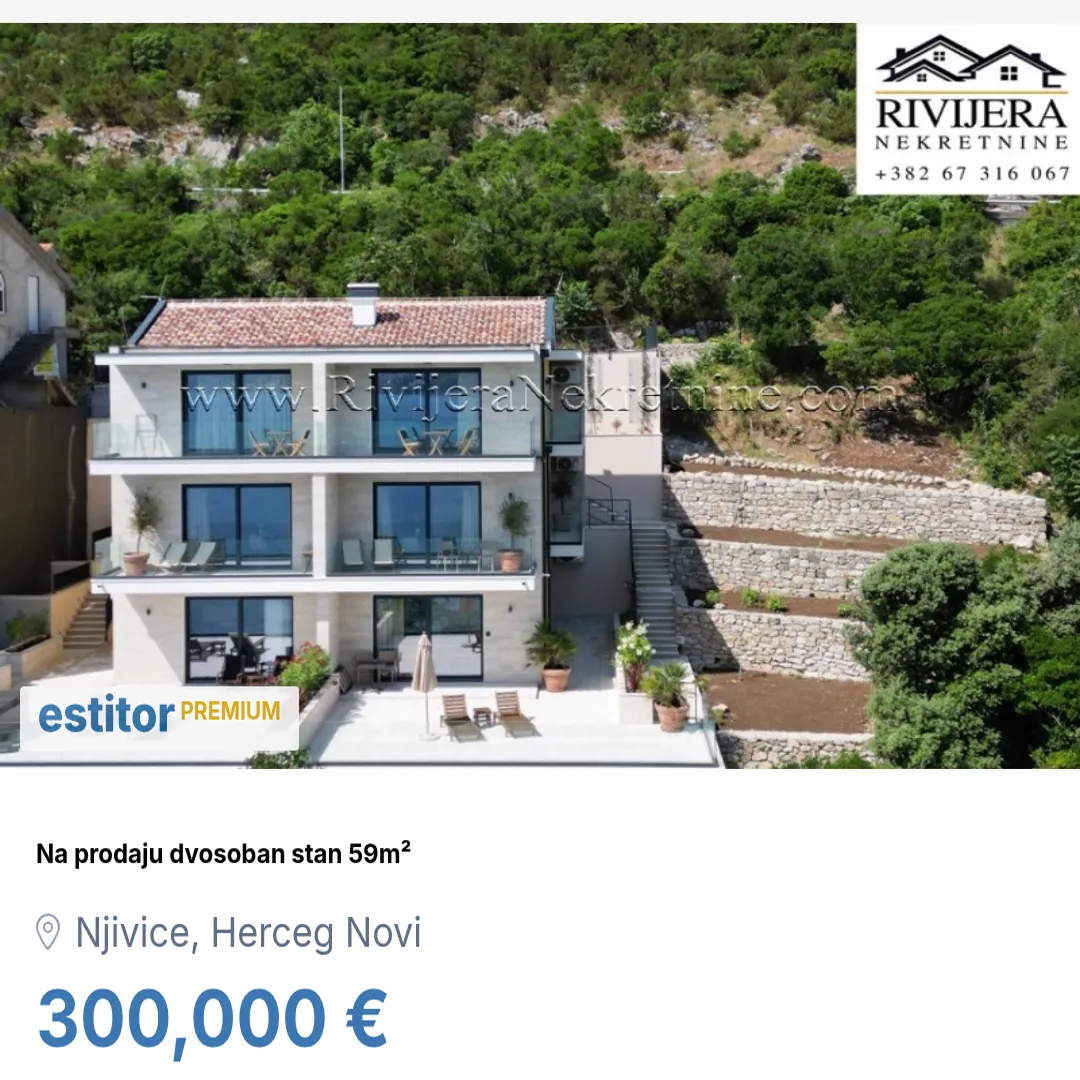 Prodaja, dvosoban stan, 59m², Njivice, Herceg Novi