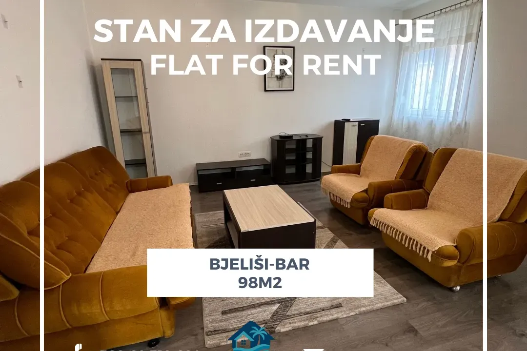 Rent, two bedroom apartment, 98m², Bjeliši, Bar