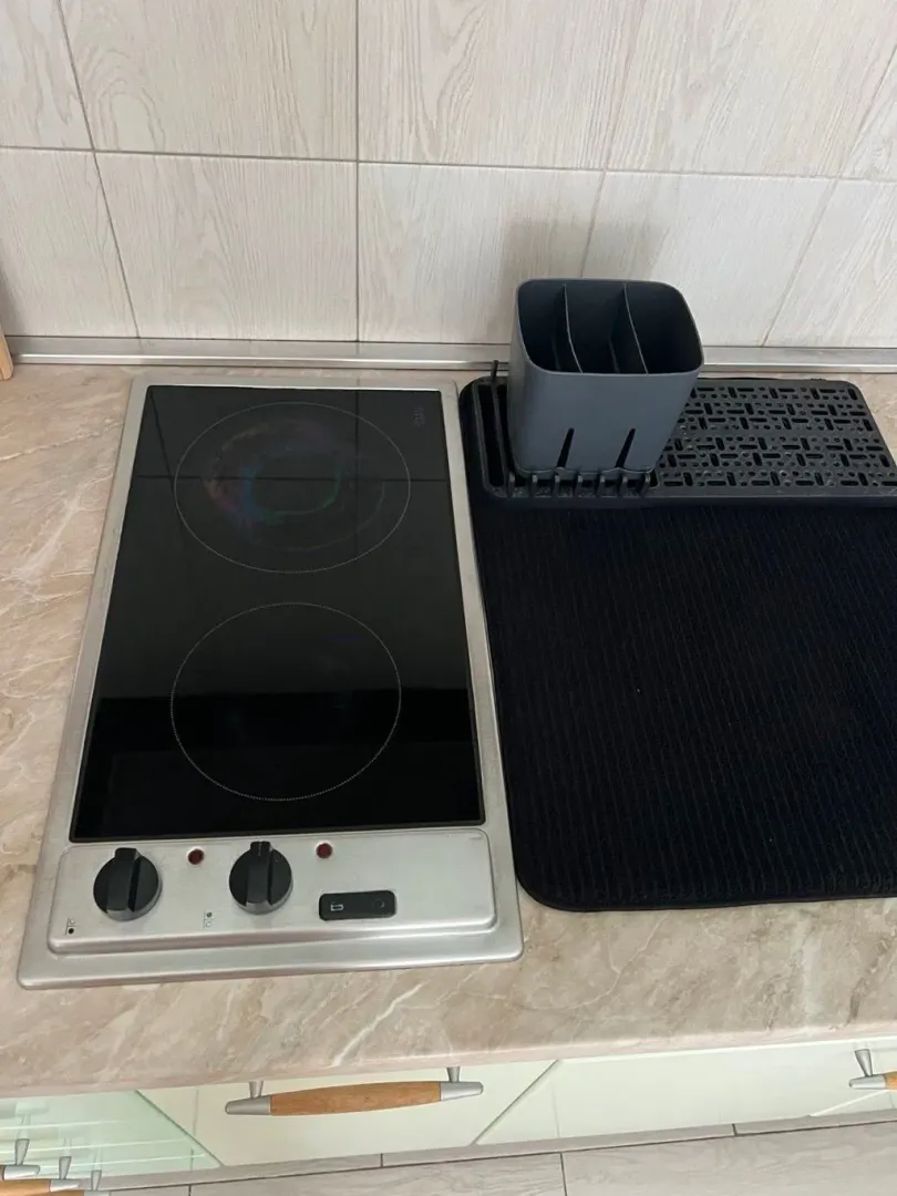Kitchen detail showing a built-in cooktop.