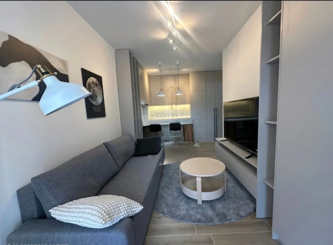 Modern and bright living room connected to the kitchen.
