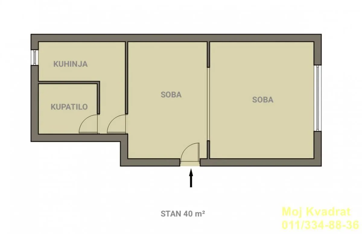 Osma crteža stana površine 40 kvadratnih metara.