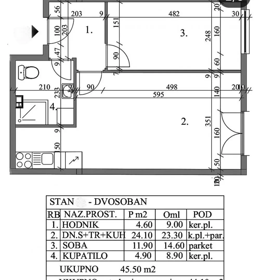 Prodaja, dvosoban stan, 46m², Centar, Pančevo