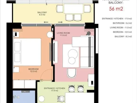 Sale, one bedroom apartment, 56m², Bečići, Budva - image 8