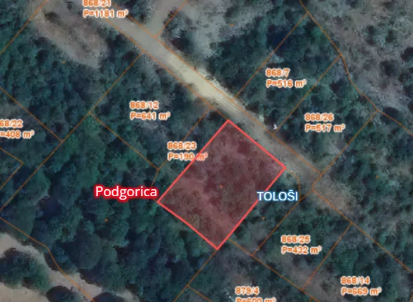 Prodaja, plac, 891m², Tološi, Podgorica