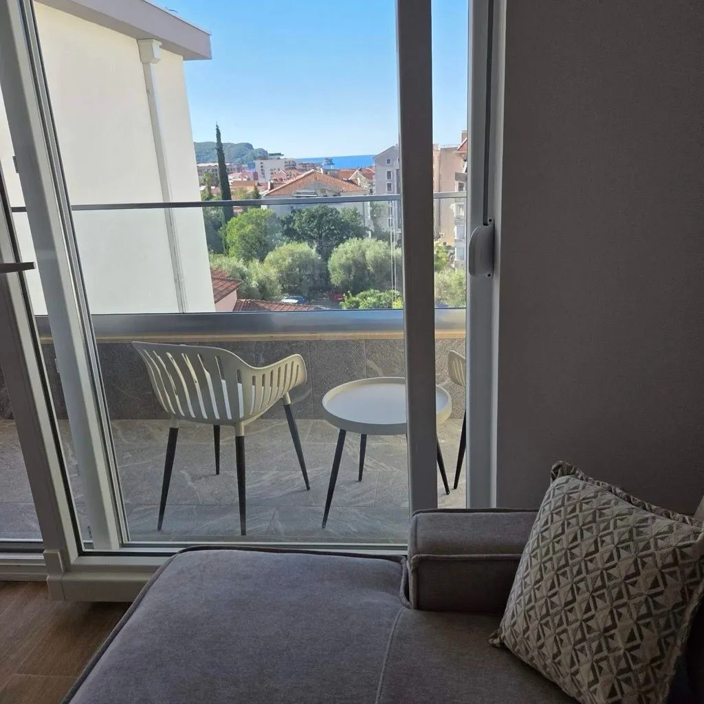 View of the terrace and surrounding area from the living room.