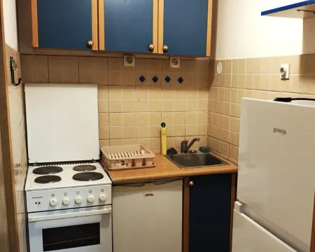 Manja kuhinja sa štednjakom, sudoperom i frižiderom. - image 3