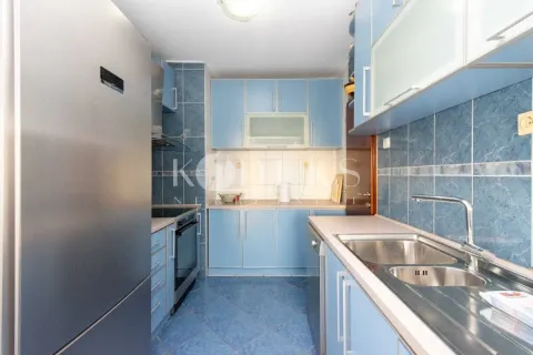 Kitchen with blue cabinets and built-in home appliances. - image 5