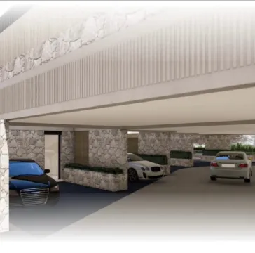 Natkriveni parking prostor sa parkiranim automobilima. - image 9
