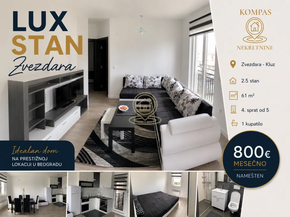 Izdavanje, dvosoban stan, 61m², Kluz, Zvezdara Sve Podlokacije