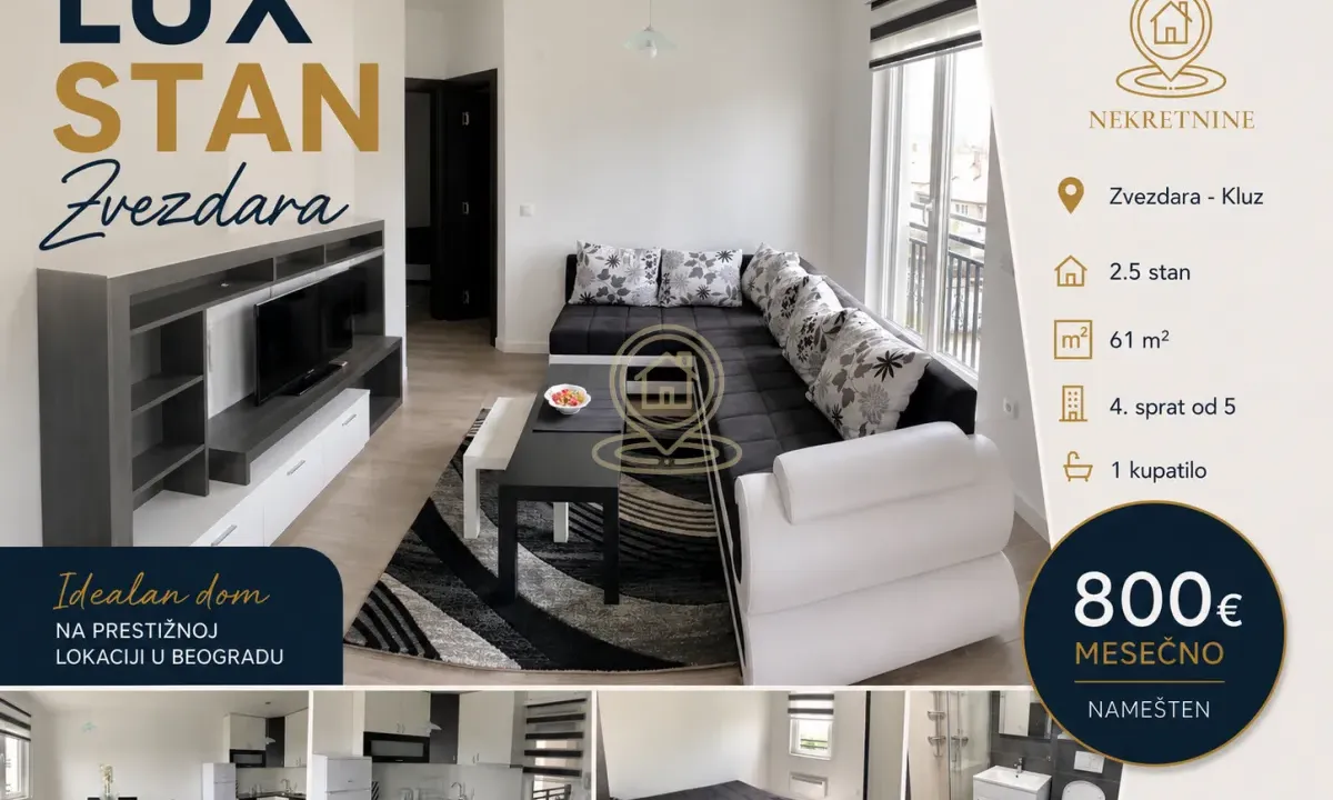 Rent, two bedroom apartment, 61m², Kluz, Zvezdara Sve Podlokacije