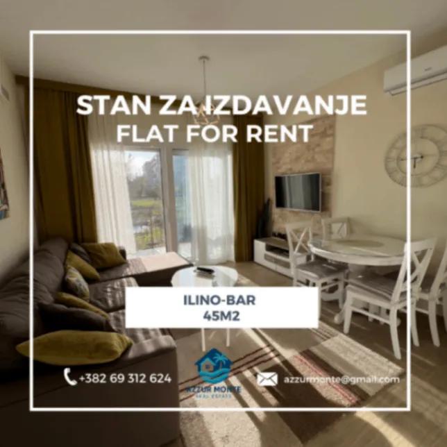 Izdavanje, jednosoban stan, 45m², Ilino, Bar