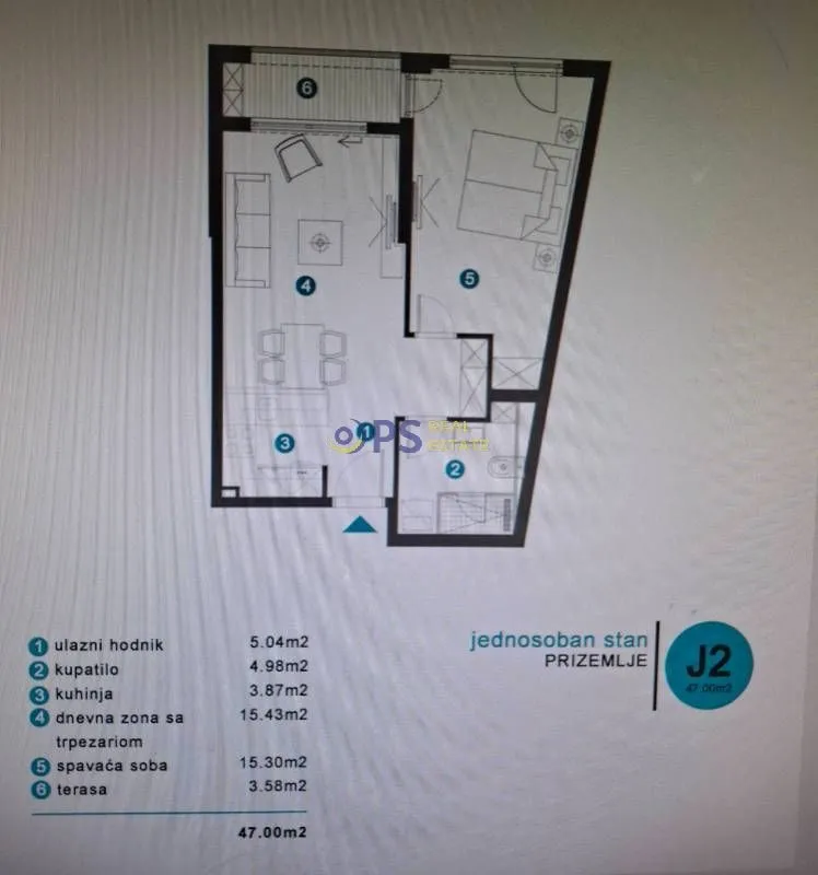 Prodaja, jednosoban stan, 47m², Bar, Crna Gora