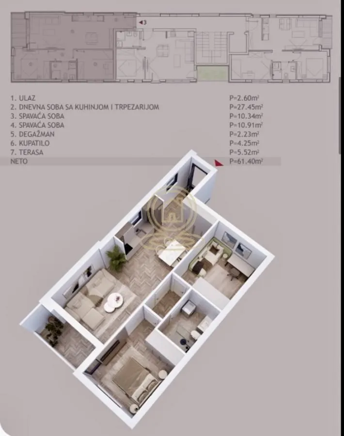 Prodaja, dvosoban stan, 61m², Palilula, Niš