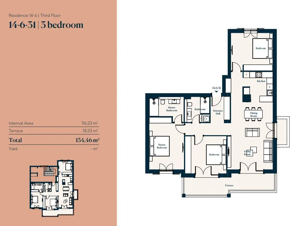 Sale, three bedroom apartment, 134m², Luštica, Tivat