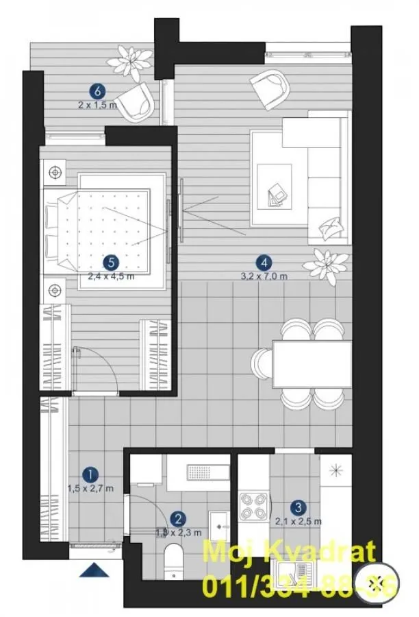 Prodaja, dvosoban stan, 54m², Autokomanda, Voždovac Sve Podlokacije