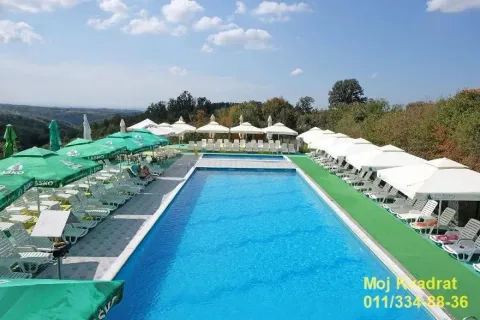 View of the swimming pool with sun loungers and parasols. - image 2