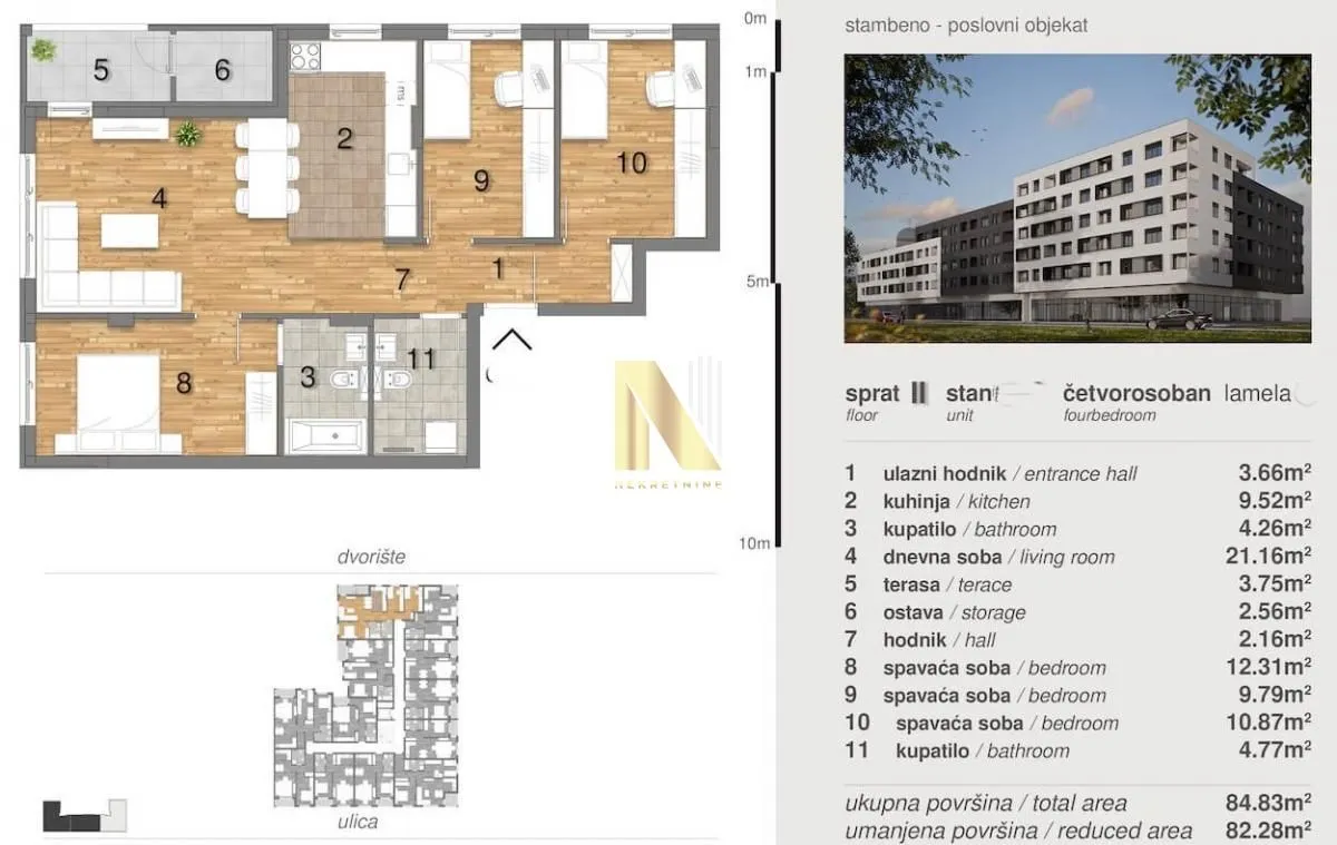 Prodaja, četvorosoban stan, 83m², Telep, Novi Sad Sve Podlokacije