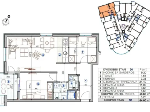 Izdavanje, dvosoban stan, 64m², City Kej, Podgorica - image 2