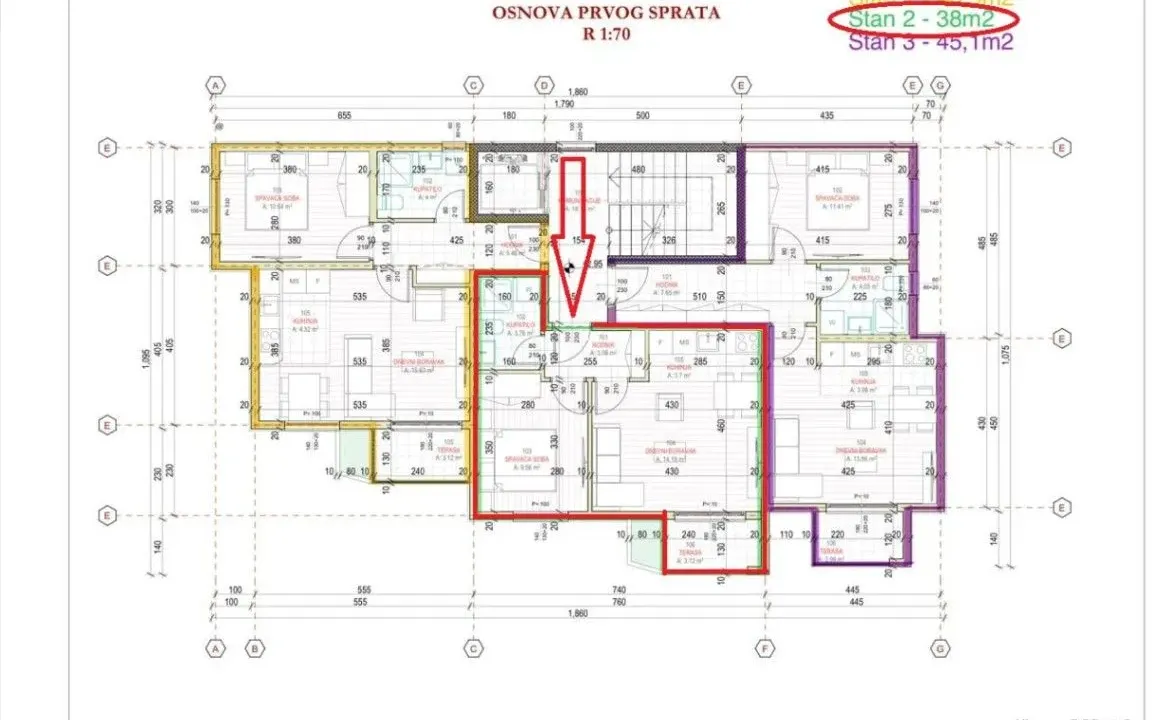 Sale, one bedroom apartment, 38m², Šušanj, Bar