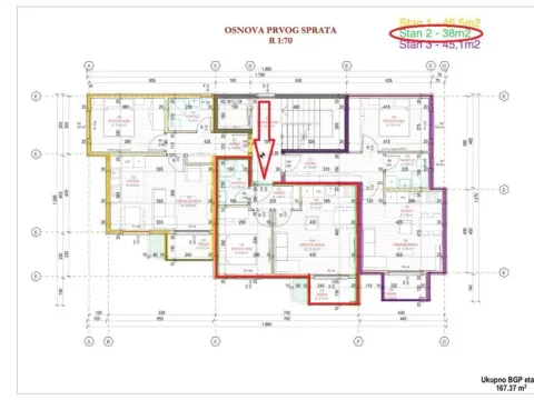 Prodaja, jednosoban stan, 38m2, Šušanj, Bar Prodaja, jednosoban stan, 38m2, Šušanj, Bar