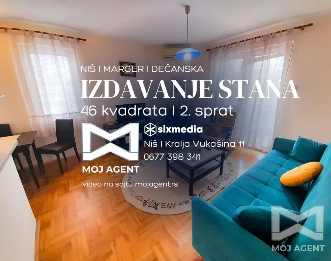 Izdavanje, jednosoban stan, 46m², Marger, Niš